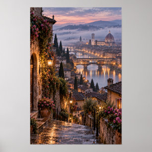 Poster Arte de Parede da Cidade ao Pôr do Sol à Beira do