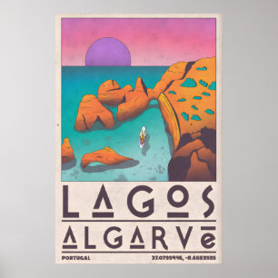 Poster Arte de Parede da Costa Portuguesa Penhascos Ensol