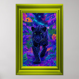 Poster Arte de Parede da Pantera Negra com Cores Vibrante