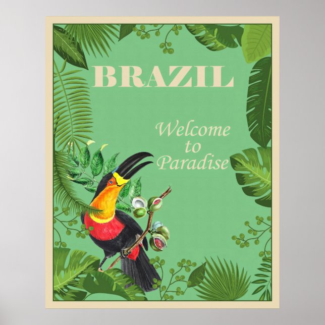 Poster Arte de parede da selva do tucano, pôster de viage (Frente)
