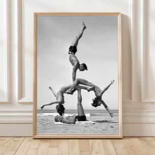 Poster Arte de Parede de Acrobacias na Praia, Ginastas Vi