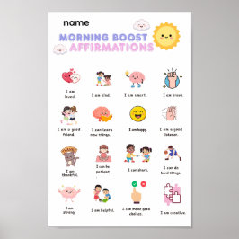 Poster Arte de Parede de Afirmações de Impulso Matinal