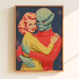 Poster Arte de Parede de Alienígenas Pôster Vintage de Fi