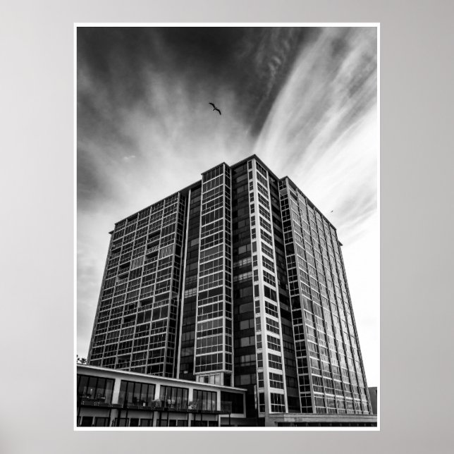 Poster Arte de Parede de Arquitetura Moderna Cidade Preto (Frente)