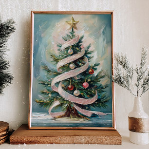 Poster Arte de Parede de Árvore de Natal em Tinta Acrílic