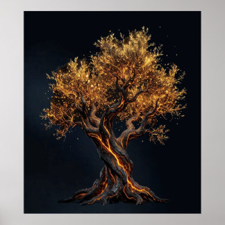 Poster Arte de parede de árvore flamejante