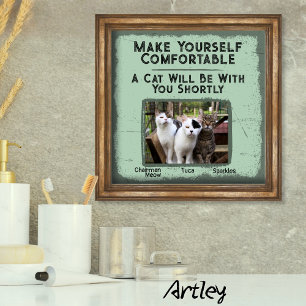 Poster Arte de Parede de Banheiro de Gato Engraçado Foto