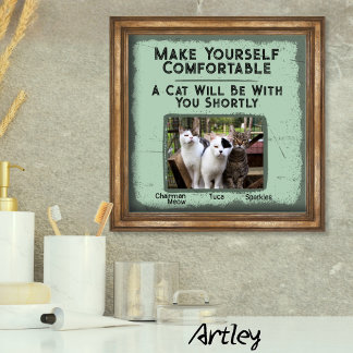 Poster Arte de Parede de Banheiro de Gato Engraçado Foto