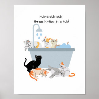 Poster Arte de parede de banheiro de gatos