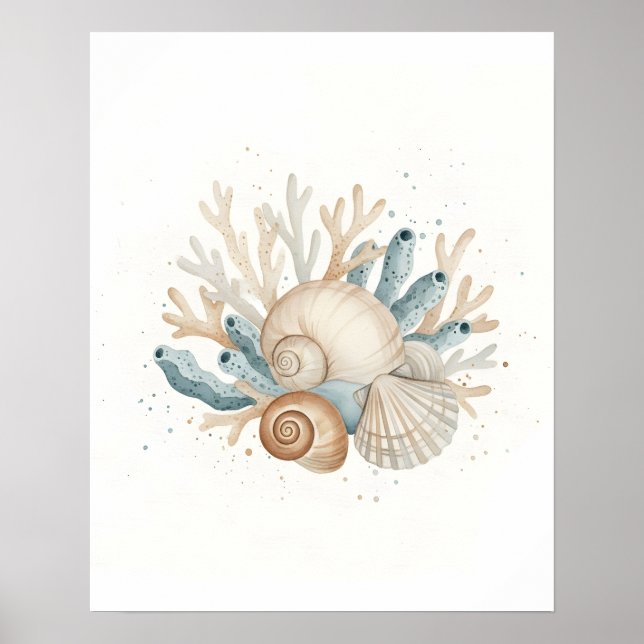 Poster Arte de Parede de Banheiro Pôster de Conchas Coste (Frente)