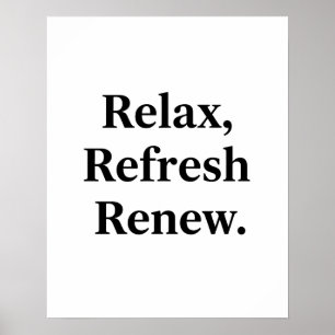 Poster Arte de Parede de Banheiro Relaxar Refrescar Renov