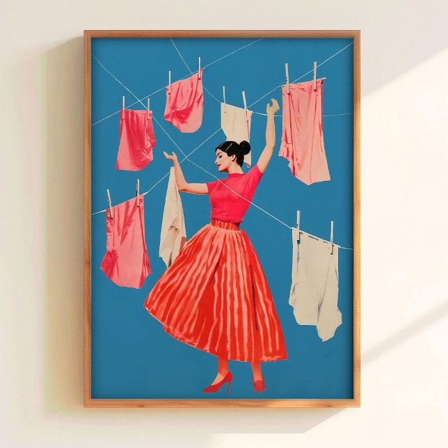 Poster Arte de Parede de Banheiro Retro com Estampa de Ro (Criador carregado)