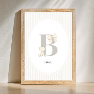 Poster Arte de Parede de Berçário com Letra Personalizada