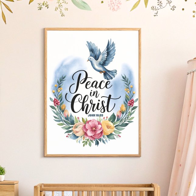 Poster Arte de Parede de Berçário Cristã Boho Paz em Cris (Criador carregado)