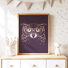 Poster Arte de Parede de Berçário de Coruja na Floresta I