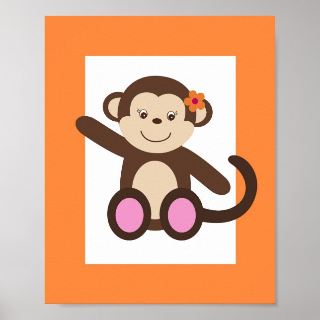 Poster Arte de Parede de Berçário de Macaco Sweet Safari (Frente)