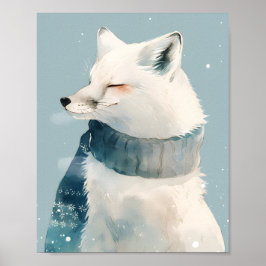 Poster Arte de Parede de Berçário de Raposa Ártica Fofa P