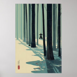 Poster Arte de Parede de Bosque de Bambu Design Minimalis