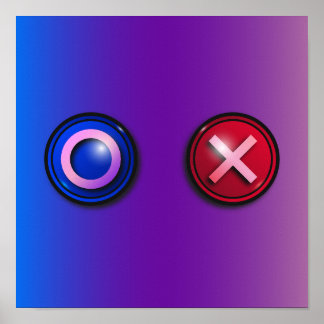 Poster Arte de Parede de Botões de Votação Azul Vermelho