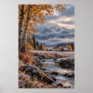 Poster Arte de Parede de Cabana na Montanha Birch Creek O
