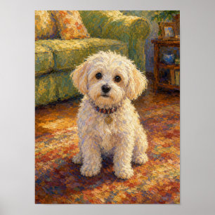 Poster Arte de Parede de Cachorrinho Maltês — Arte Fina I