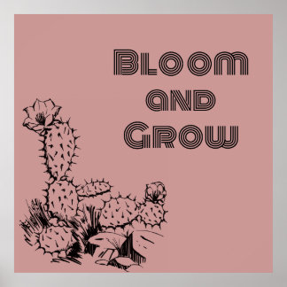 Poster Arte de Parede de Cacto do Deserto Boho Rosa