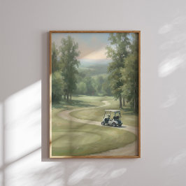 Poster Arte de parede de campo de golfe vintage com carri