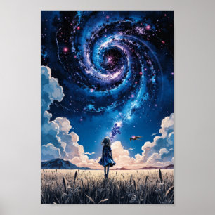 Poster Arte de Parede de Campo Noturno da Galáxia do Anim