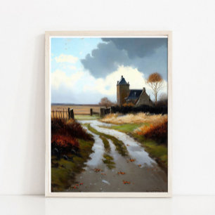 Poster Arte de parede de campo rural, pintura de paisagem