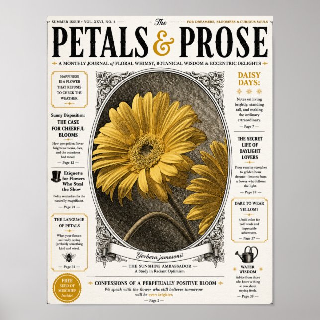 Poster Arte de parede de capa de revista de Gerber Daisy  (Frente)