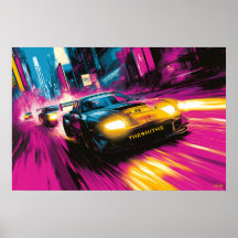 Arte de Parede de Carro de Corrida Pop Art Cidade 