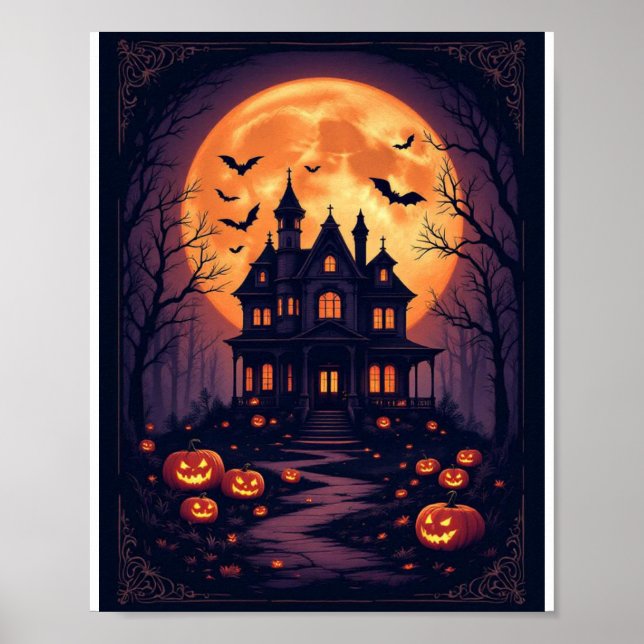 Poster Arte de Parede de Casa Assombrada de Halloween – N (Frente)