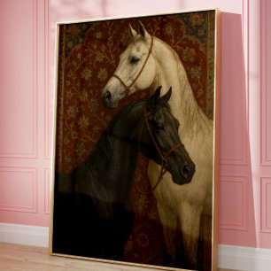Poster Arte de Parede de Cavalo Elegante em Estilo Vintag