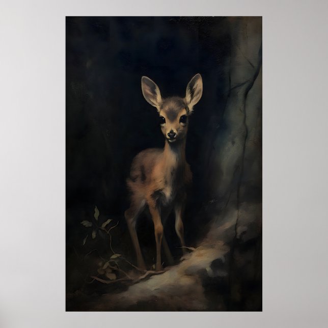 Poster Arte de Parede de Cervo Bebê, Animais da Floresta, (Frente)