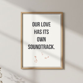 Poster Arte de Parede de Citação de Música Romântica. Qua