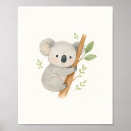 Poster Arte de Parede de Coala Fofo – Coala Bebê Aquarela