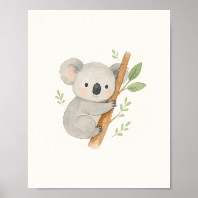 Poster Arte de Parede de Coala Fofo – Coala Bebê Aquarela (Frente)