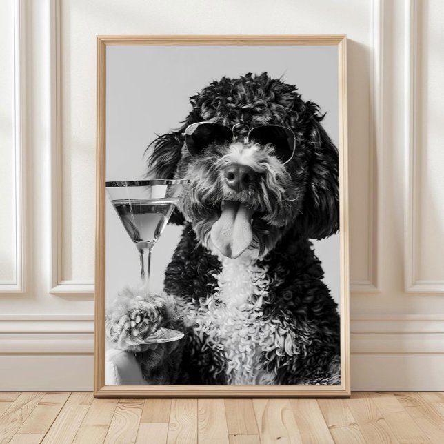 Poster Arte de Parede de Cocktail Bernedoodle Holding, Pr (Criador carregado)