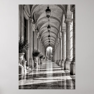 Poster Arte de Parede de Corredor com Colunata Arqueada E