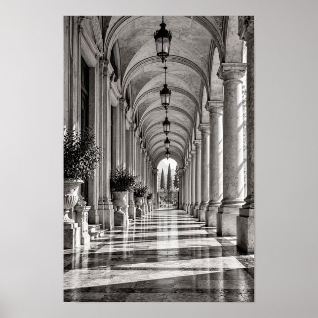 Poster Arte de Parede de Corredor com Colunata Arqueada E (Frente)