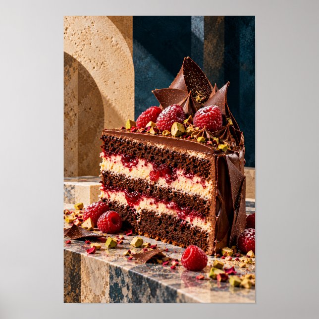 Poster Arte de Parede de Cozinha Bolo de Camadas de Choco (Frente)