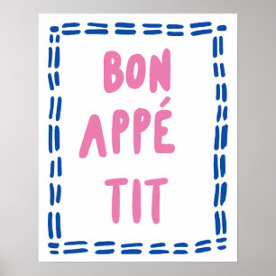 Poster Arte de Parede de Cozinha Bon Appétit Moderna Mini