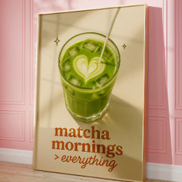 Poster Arte de Parede de Cozinha Café Matcha Latte