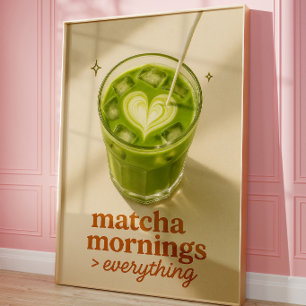 Poster Arte de Parede de Cozinha Café Matcha Latte
