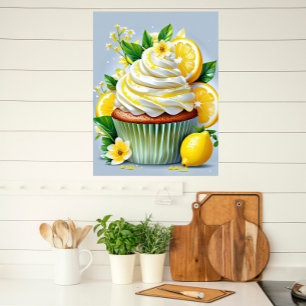 Poster Arte de Parede de Cozinha e Padaria Cupcake de Lim