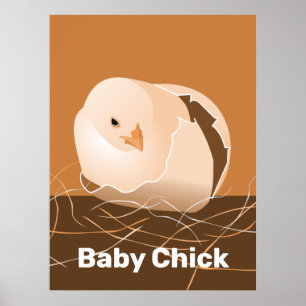 Poster Arte de Parede de Cozinha Laranja de Frango Bebê