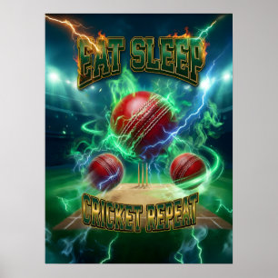Poster Arte de Parede de Críquete - Retro anos 90