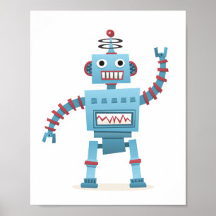 Póster Arte de parede de desenho animado infantil robô an