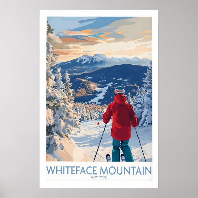 Poster Arte de Parede de Esqui da Montanha Whiteface Impr (Frente)