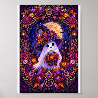 Poster Arte de Parede de Fantasma de Halloween – Noite As